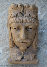 Load image into Gallery viewer, French Man Wall Corbel Bracket carving Sculptural wall relief plaque 11.125" www.Neo-Mfg.com Face Head