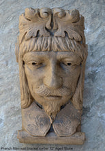 Load image into Gallery viewer, French Man Wall Corbel Bracket carving Sculptural wall relief plaque 11.125" www.Neo-Mfg.com Face Head