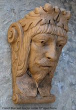 Load image into Gallery viewer, French Man Wall Corbel Bracket carving Sculptural wall relief plaque 11.125" www.Neo-Mfg.com Face Head