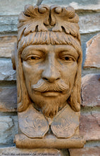 Load image into Gallery viewer, French Man Wall Corbel Bracket carving Sculptural wall relief plaque 11.125" www.Neo-Mfg.com Face Head