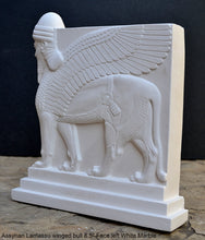 Load image into Gallery viewer, Historical Assyrian Lamassu Nimrud Palace guardians winged Bull Sculpture www.Neo-Mfg.com 8.5" Mesopotamia - Flat on back side - Face Left