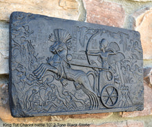 Load image into Gallery viewer, History Egyptian King Tut Tutankhamen Chariot battle scene Plaque Artifact Sculpture 10" www.Neo-Mfg.com Ramses e24