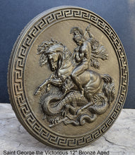 Load image into Gallery viewer, Roman Greek Saint George the Victorious Stone Carving Sculpture Wall Frieze 12" www.Neo-Mfg.com
