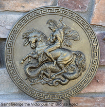Load image into Gallery viewer, Roman Greek Saint George the Victorious Stone Carving Sculpture Wall Frieze 12" www.Neo-Mfg.com