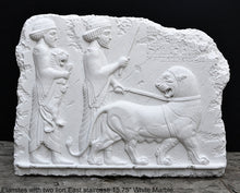 Load image into Gallery viewer, Assyrian Elamites with two lion East staircase Persian Persepolis art Wall Sculpture 15.75" www.Neo-Mfg.com