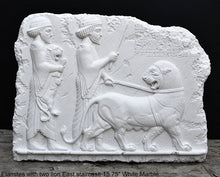 Load image into Gallery viewer, Assyrian Elamites with two lion East staircase Persian Persepolis art Wall Sculpture 15.75" www.Neo-Mfg.com