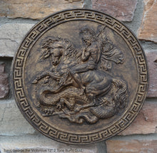 Load image into Gallery viewer, Roman Greek Saint George the Victorious Stone Carving Sculpture Wall Frieze 12" www.Neo-Mfg.com