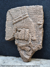 Load image into Gallery viewer, Sumerian Cuneiform Fragment Hand Guda Winged Genius sculpture wall plaque www.neo-mfg.com