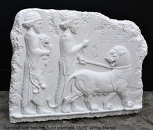Load image into Gallery viewer, Assyrian Elamites with two lion East staircase Persian Persepolis art Wall Sculpture 15.75" www.Neo-Mfg.com