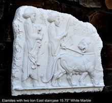 Load image into Gallery viewer, Assyrian Elamites with two lion East staircase Persian Persepolis art Wall Sculpture 15.75" www.Neo-Mfg.com