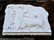 Load image into Gallery viewer, Assyrian Elamites with two lion East staircase Persian Persepolis art Wall Sculpture 15.75" www.Neo-Mfg.com