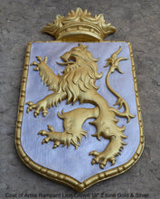 Load image into Gallery viewer, Decor Coat of Arms Rampant Lion Crown wall plaque sign 19" Grand www.Neo-Mfg.com home garden decor art medieval