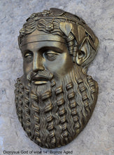 Load image into Gallery viewer, Roman Greek Dionysus God of wine ritual madness and ecstasy - Bacchus bust Sculptural Wall frieze plaque relief www.Neo-Mfg.com 14"