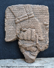 Load image into Gallery viewer, Sumerian Cuneiform Fragment Hand Guda Winged Genius sculpture wall plaque www.neo-mfg.com