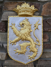 Load image into Gallery viewer, Decor Coat of Arms Rampant Lion Crown wall plaque sign 19" Grand www.Neo-Mfg.com home garden decor art medieval