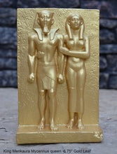 Load image into Gallery viewer, History Egyptian King Menkaura Mycerinus queen Statue Sculpture & wall plaque 6.75" www.Neo-Mfg.com home decor Museum reproduction k27