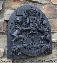 Load image into Gallery viewer, Coat of arms L’Union Fait La Force wall plaque relief statue sculpture 16" www.Neo-Mfg.com