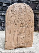 Load image into Gallery viewer, Egyptian Ramesses IV Seth herwenemef in Adoration before Ptah stele Plaque Artifact Sculpture 12" www.Neo-Mfg.com Museum Reproduction