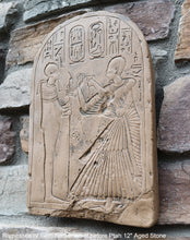 Load image into Gallery viewer, Egyptian Ramesses IV Seth herwenemef in Adoration before Ptah stele Plaque Artifact Sculpture 12" www.Neo-Mfg.com Museum Reproduction