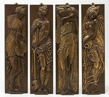 Load image into Gallery viewer, Roman Greek Carved nymph Fountain of Innocents Danaides of Argos Figure Sculptural Wall frieze plaque relief www.Neo-Mfg.com 11.25" 4pc set