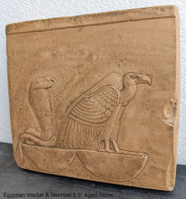 Load image into Gallery viewer, History Egyptian Wadjet & Nekhbet Stela Fragment Sculptural wall relief plaque www.Neo-Mfg.com 6.5" b23