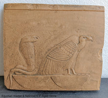 Load image into Gallery viewer, History Egyptian Wadjet & Nekhbet Stela Fragment Sculptural wall relief plaque www.Neo-Mfg.com 6.5" b23