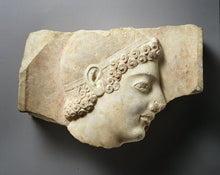 Load image into Gallery viewer, Roman Greek Head of a Youth Frieze Fragment Sculptural wall relief plaque www.Neo-Mfg.com 15" museum reproduction
