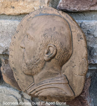 Load image into Gallery viewer, Roman Greek Socrates cameo bust plaque Sculptural wall relief plaque www.Neo-Mfg.com 7"