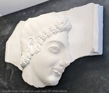 Load image into Gallery viewer, Roman Greek Head of a Youth Frieze Fragment Sculptural wall relief plaque www.Neo-Mfg.com 15" museum reproduction