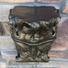 Load image into Gallery viewer, Bearded Man Wall Corbel Bracket carving Sculptural wall relief plaque 11.125" www.Neo-Mfg.com