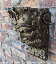 Load image into Gallery viewer, Bearded Man Wall Corbel Bracket carving Sculptural wall relief plaque 11.125&quot; www.Neo-Mfg.com
