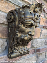 Load image into Gallery viewer, Bearded Man Wall Corbel Bracket carving Sculptural wall relief plaque 11.125" www.Neo-Mfg.com