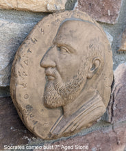 Load image into Gallery viewer, Roman Greek Socrates cameo bust plaque Sculptural wall relief plaque www.Neo-Mfg.com 7"
