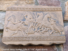 Load image into Gallery viewer, Roman Greek Chariot goddess Hera Homer Ilias sculptural Wall frieze plaque relief www.Neo-Mfg.com 8 7/8"