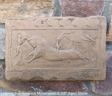 Load image into Gallery viewer, Roman Greek Leaping bull Knossos Mycenaean sculptural Wall frieze plaque relief www.Neo-Mfg.com 9 3/8"