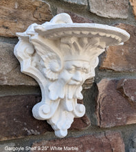 Load image into Gallery viewer, Gargoyle Satyr wall Shelf corbel Grotesque goblin sculpture www.NEO-MFG.com 9.25&quot; winged greenman leaf face
