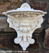 Load image into Gallery viewer, Gargoyle Satyr wall Shelf corbel Grotesque goblin sculpture www.NEO-MFG.com 9.25&quot; winged greenman leaf face
