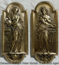 Load image into Gallery viewer, Roman Greek Carved nymph Fountain of Innocents Danaides of Argos Water Figure Sculptural Wall frieze plaque relief www.Neo-Mfg.com 15.125"