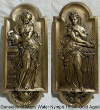 Load image into Gallery viewer, Roman Greek Carved nymph Fountain of Innocents Danaides of Argos Water Figure Sculptural Wall frieze plaque relief www.Neo-Mfg.com 15.125"