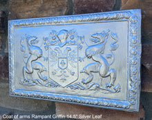 Load image into Gallery viewer, Coat of arms Rampant Griffin w/ double head phoenix wall plaque relief statue sculpture 14.5" www.Neo-Mfg.com