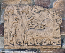 Load image into Gallery viewer, Assyrian Elamites with two lion East staircase Persian Persepolis art Wall Sculpture 15.75" www.Neo-Mfg.com