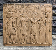 Load image into Gallery viewer, Egyptian Horemheb Pharaoh before Anubis & Isis sculpture wall art frieze www.Neo-Mfg.com 10.5" h3