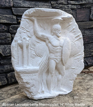 Load image into Gallery viewer, Roman Greek Spartan Leonidas battle of thermopylae Sculptural Wall frieze plaque Fragment relief www.Neo-Mfg.com 14"