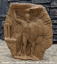 Load image into Gallery viewer, Roman Greek Spartan Leonidas battle of thermopylae Sculptural Wall frieze plaque Fragment relief www.Neo-Mfg.com 14"