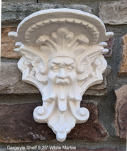 Load image into Gallery viewer, Gargoyle Satyr wall Shelf corbel Grotesque goblin sculpture www.NEO-MFG.com 9.25" winged greenman leaf face
