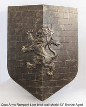 Load image into Gallery viewer, Coat Arms Rampant Lion brick wall shield sculpture plaque www.NEO-MFG.com 13&quot;
