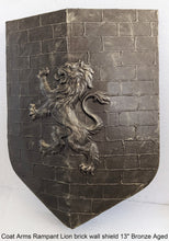 Load image into Gallery viewer, Coat Arms Rampant Lion brick wall shield sculpture plaque www.NEO-MFG.com 13"
