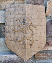 Load image into Gallery viewer, Coat Arms Rampant Lion brick wall shield sculpture plaque www.NEO-MFG.com 13"