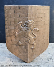 Load image into Gallery viewer, Coat Arms Rampant Lion brick wall shield sculpture plaque www.NEO-MFG.com 13"