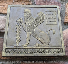 Load image into Gallery viewer, Assyrian Persian Winged Sphinx from the Palace of Darius Sculpture reproduction art 8" www.Neo-Mfg.com Museum Reproduction g26